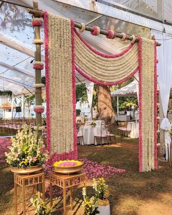 Floral entrance mandap decor for a Gurgaon wedding